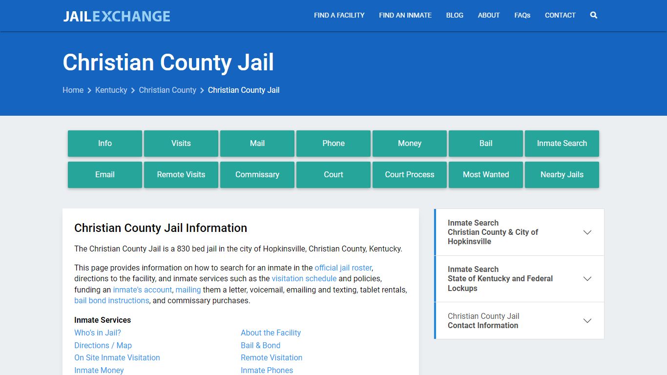 Christian County Jail, KY Inmate Search, Information